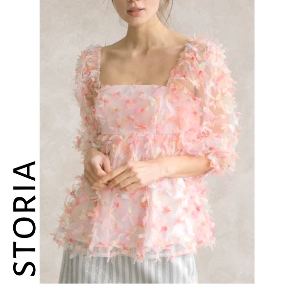 Storia Tops - Storia babydoll style top - pink confetti - size M